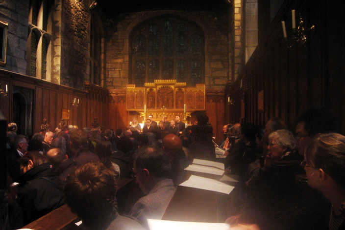 The Tunstall Chapel, continues to be used for religious services, and sometimes also for concerts. Here, Durham Polyphony, a university group specialised in medieval and renaissance music, performs a concert of Tudor music in celebration of World Heritage Day.